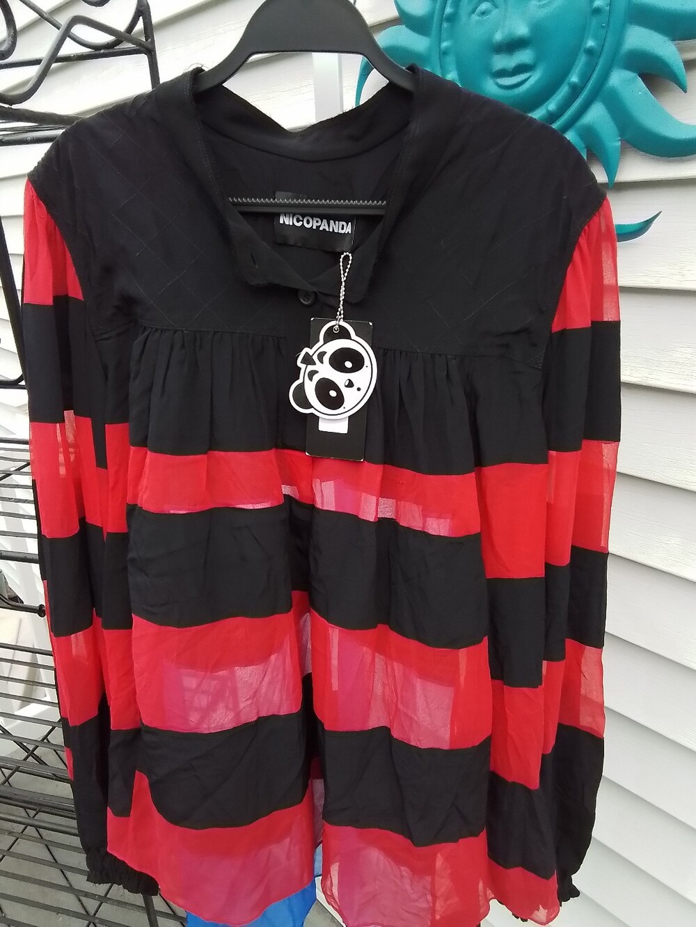 Nicopanda Black & Red Striped Tunic Top